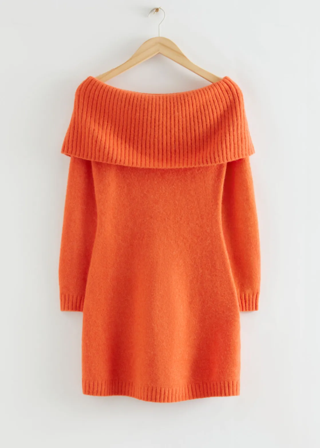 Off-Shoulder Wool Mini Dress