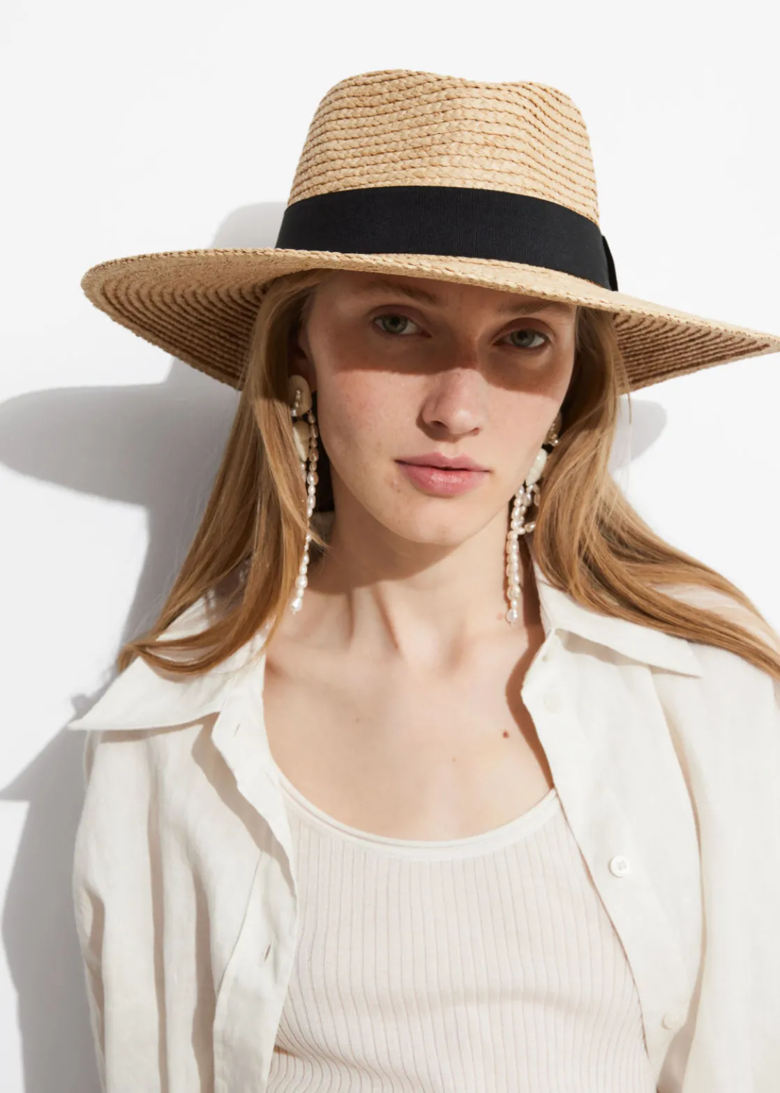 Grosgrain-Trimmed Straw Hat