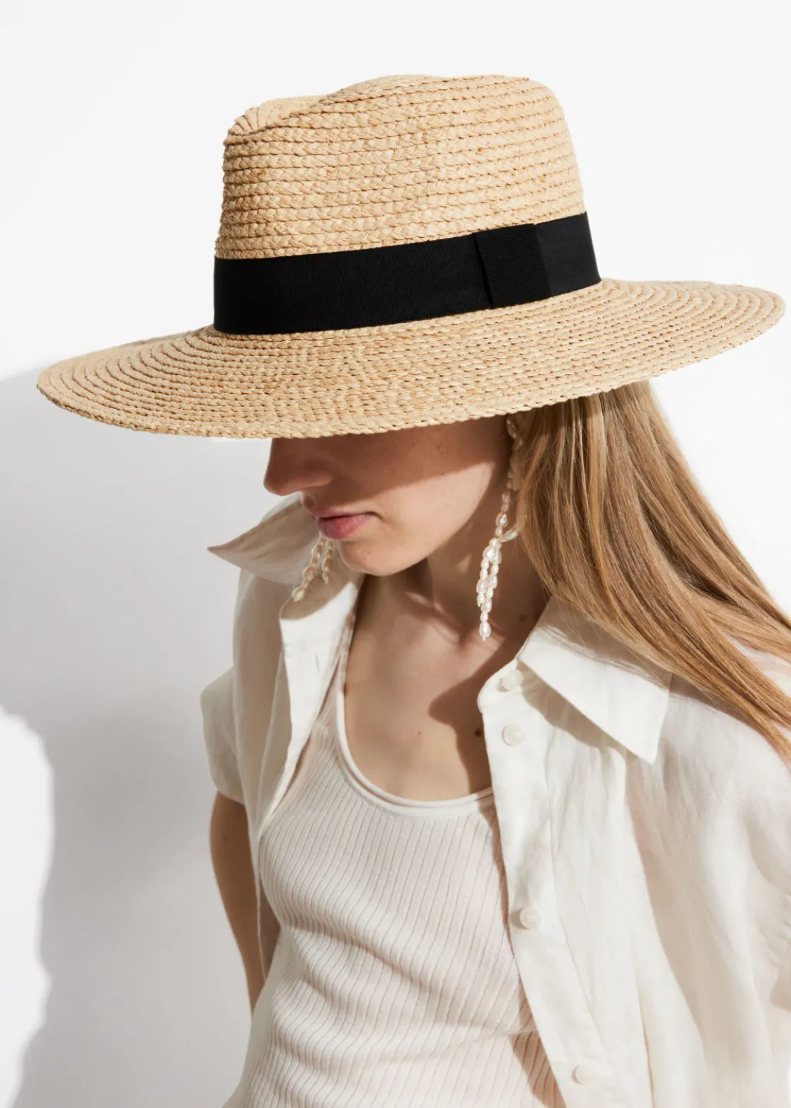 Grosgrain-Trimmed Straw Hat