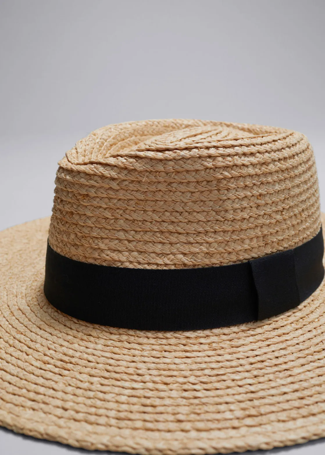 Grosgrain-Trimmed Straw Hat