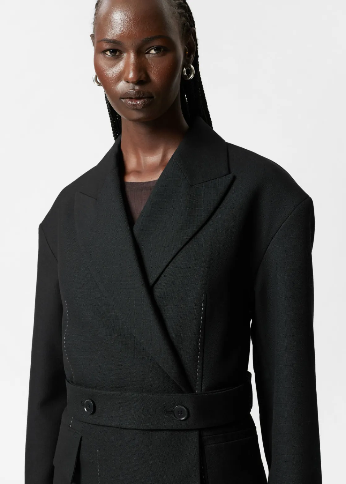 Belted Wool-Blend Blazer