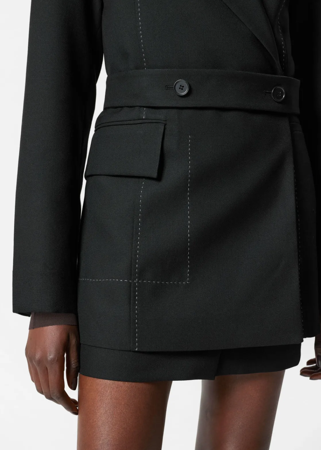 Belted Wool-Blend Blazer