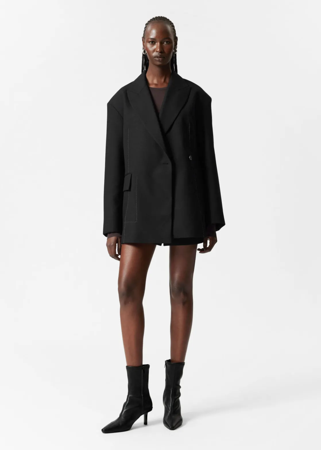 Belted Wool-Blend Blazer