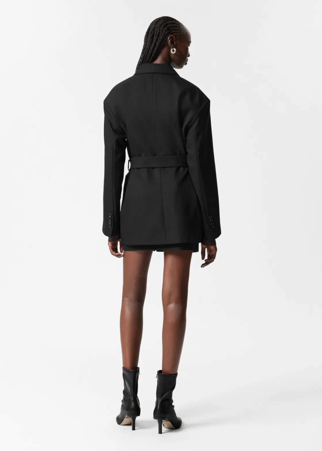 Belted Wool-Blend Blazer