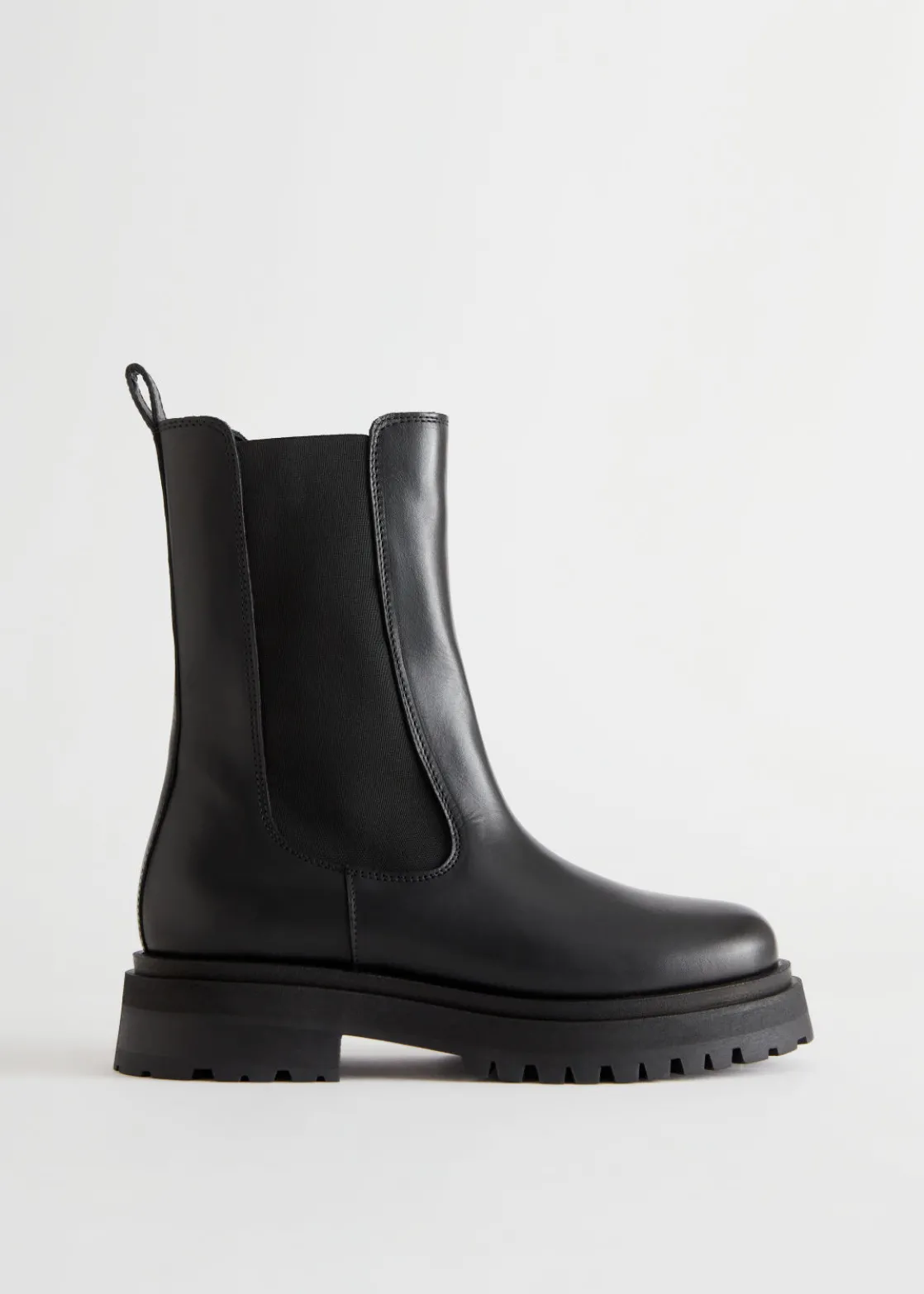 Chunky Chelsea Leather Boots