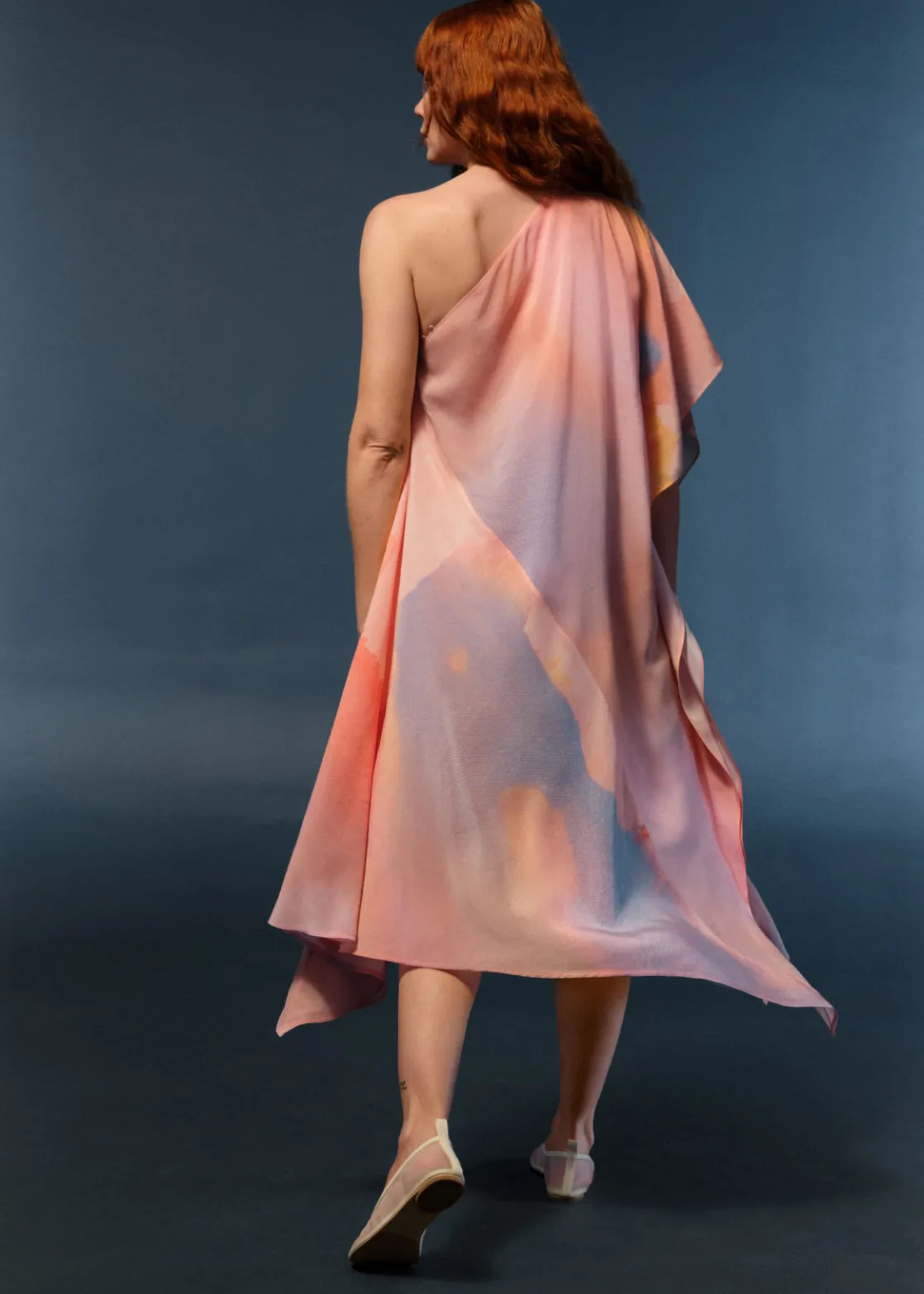 Asymmetric One-Shoulder Midi Dress