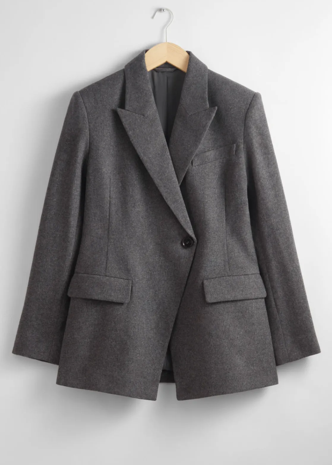 Fitted Asymmetric Wool Blazer