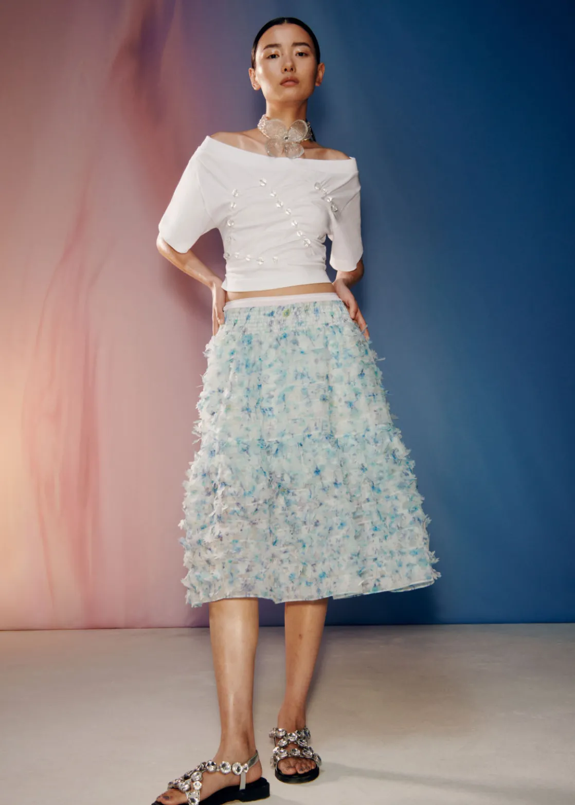 Beaded Off-Shoulder Top