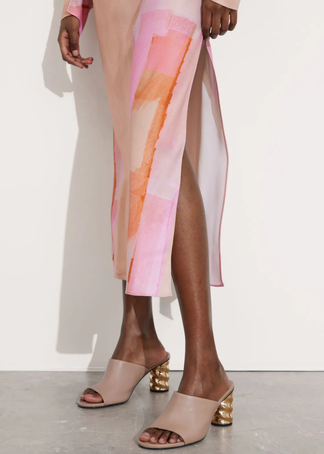 Sculptural Heel Leather Mules