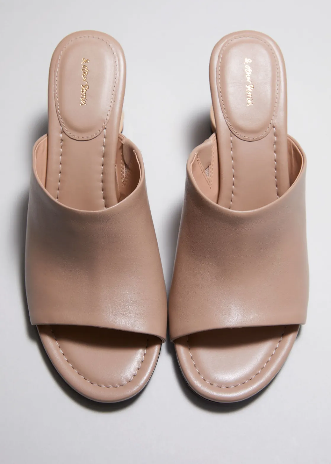 Sculptural Heel Leather Mules
