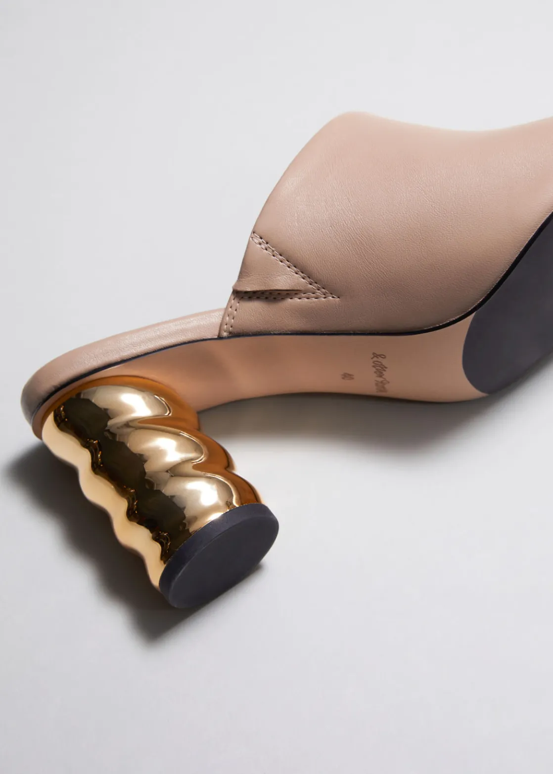 Sculptural Heel Leather Mules