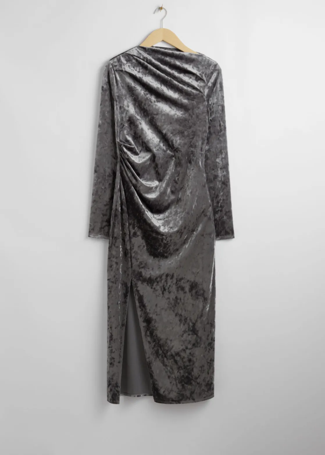 Draped Velvet Midi Dress