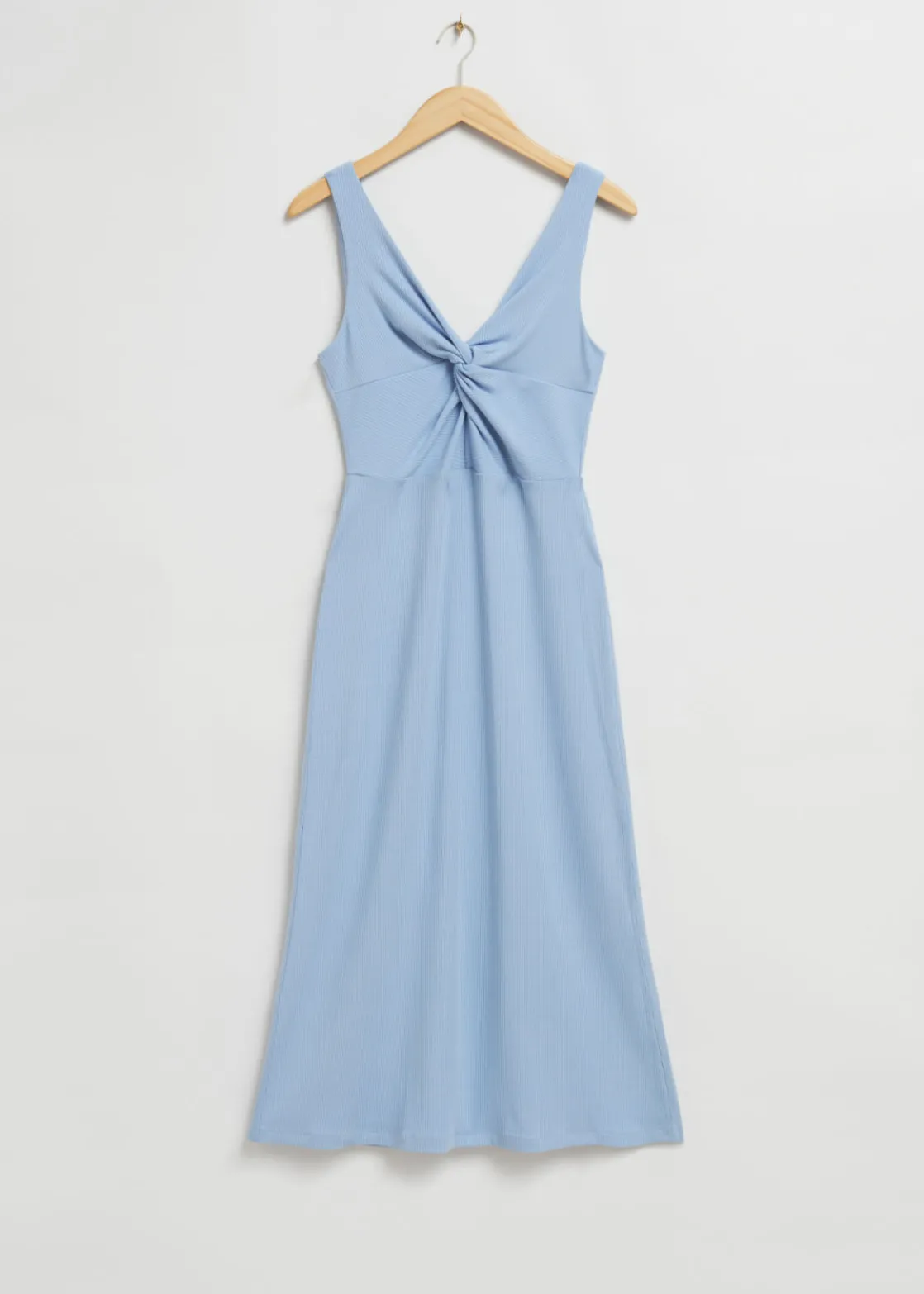 Ribbed Twist-Front Midi Dress
