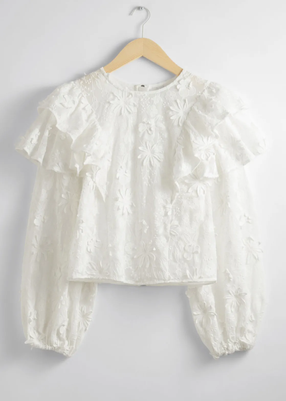 Embroidered Ruffle Blouse