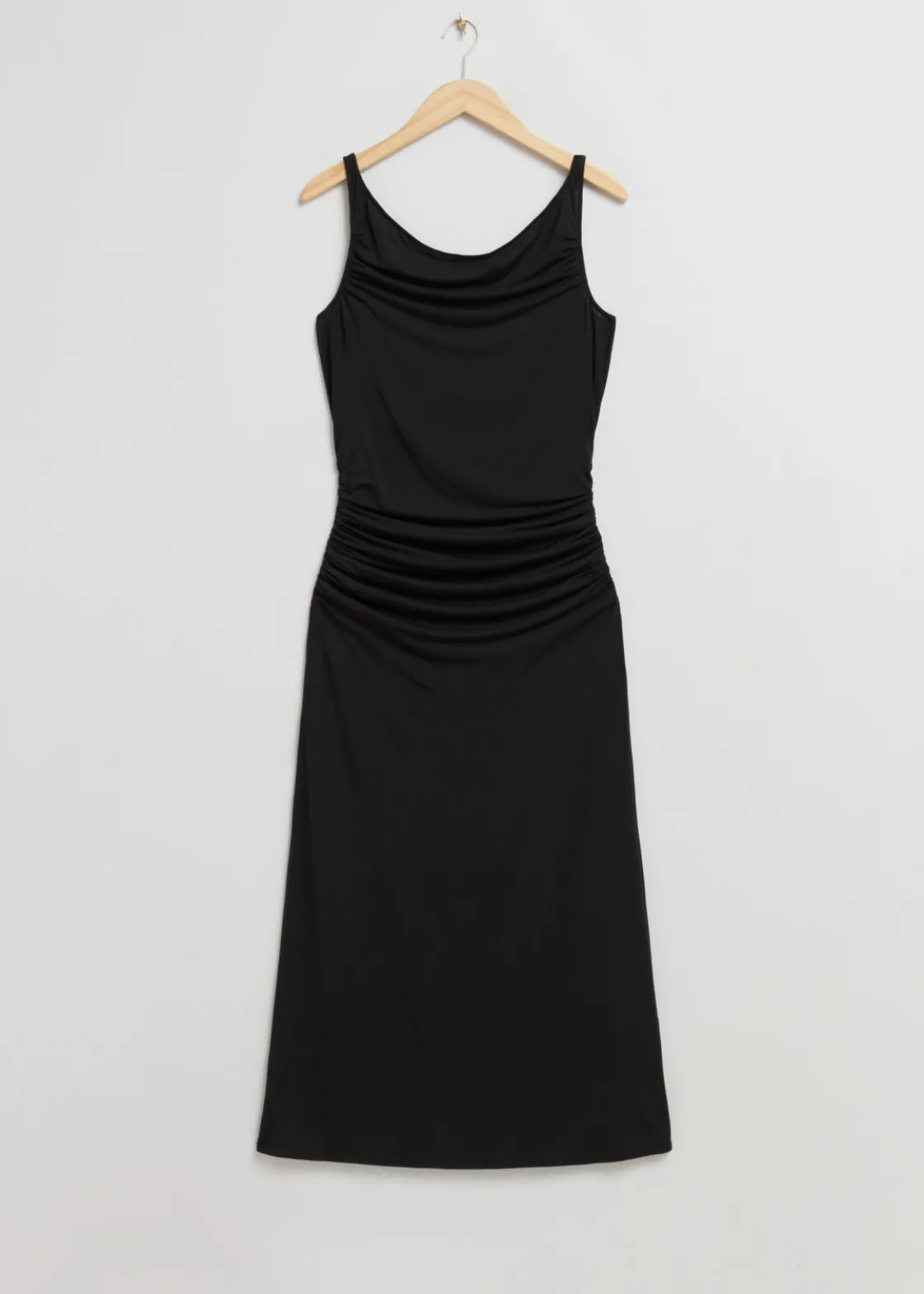 Draped Cowl Neck Midi Dress