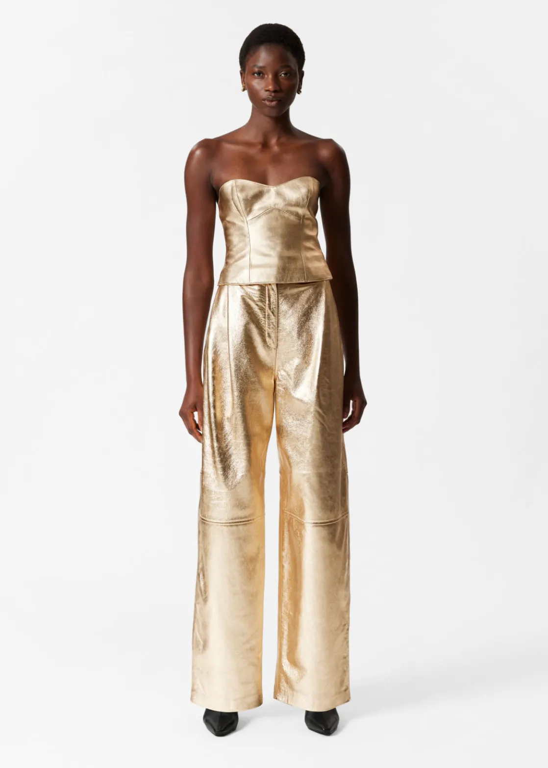 Metallic Leather Trousers