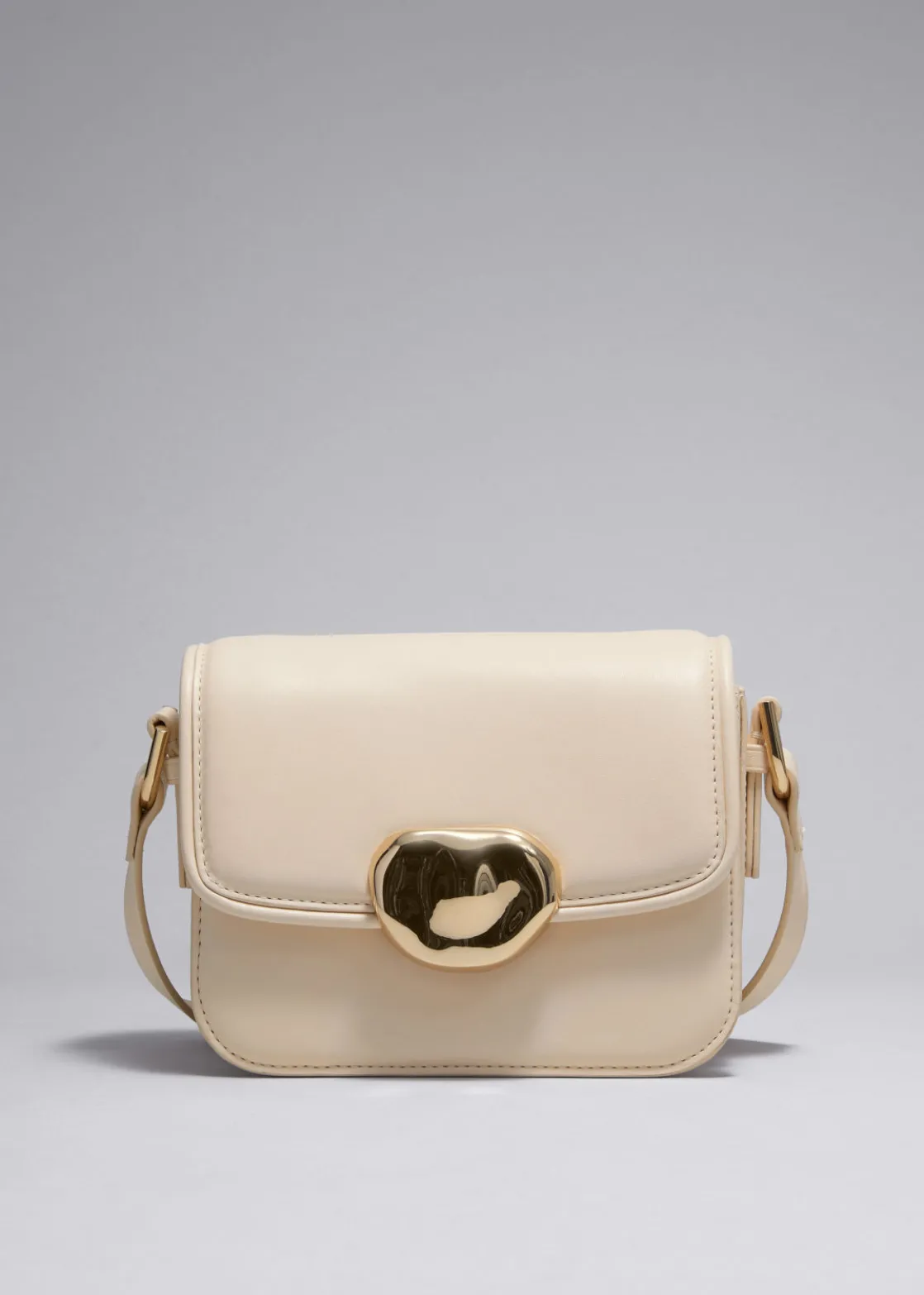 Small Sculptural-Buckle Leather Bag