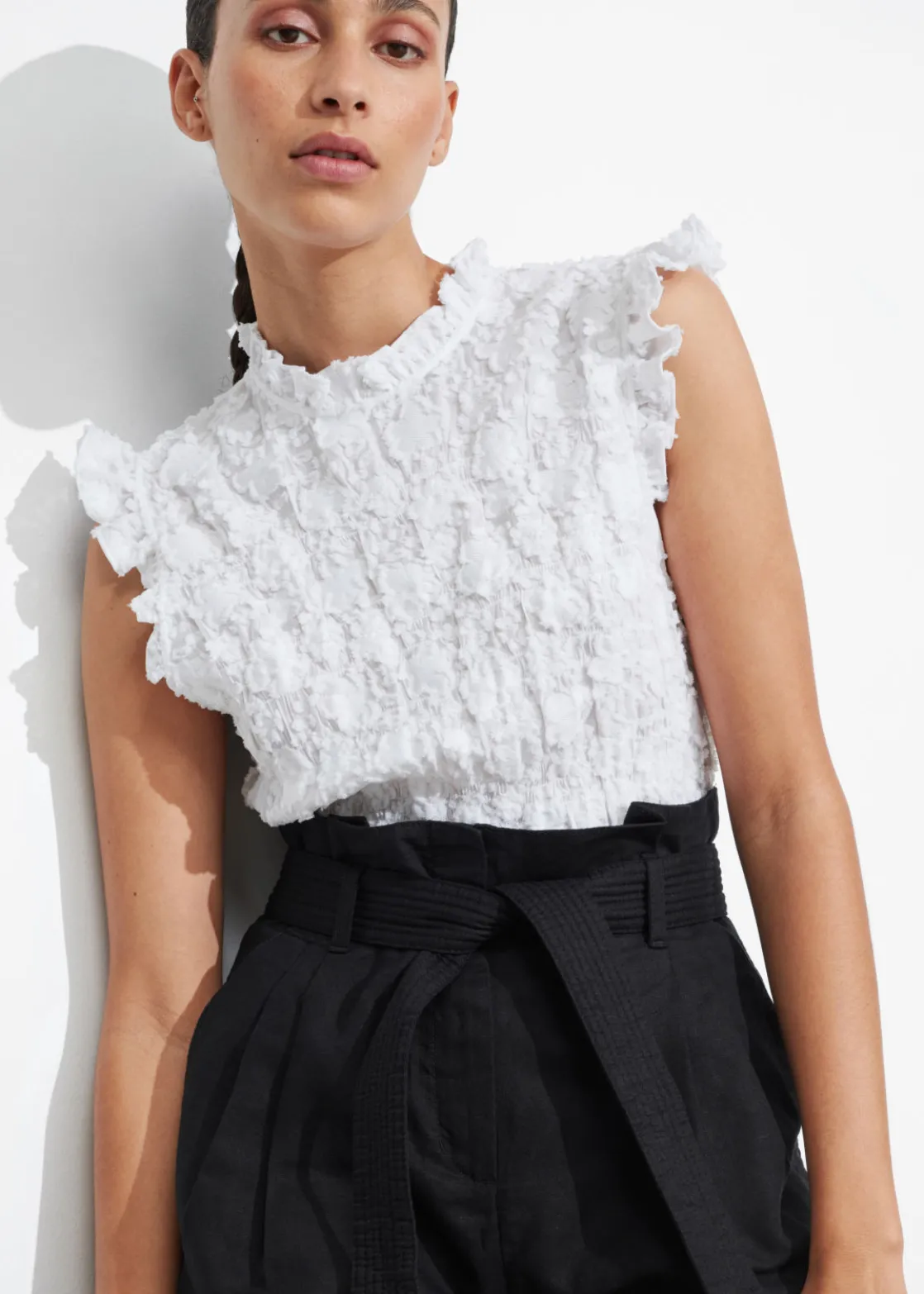 Linen-Blend Paperbag Shorts