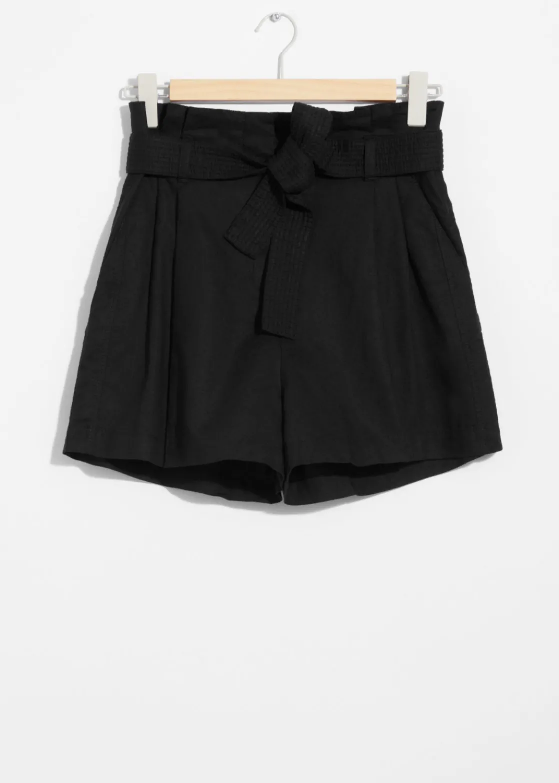 Linen-Blend Paperbag Shorts