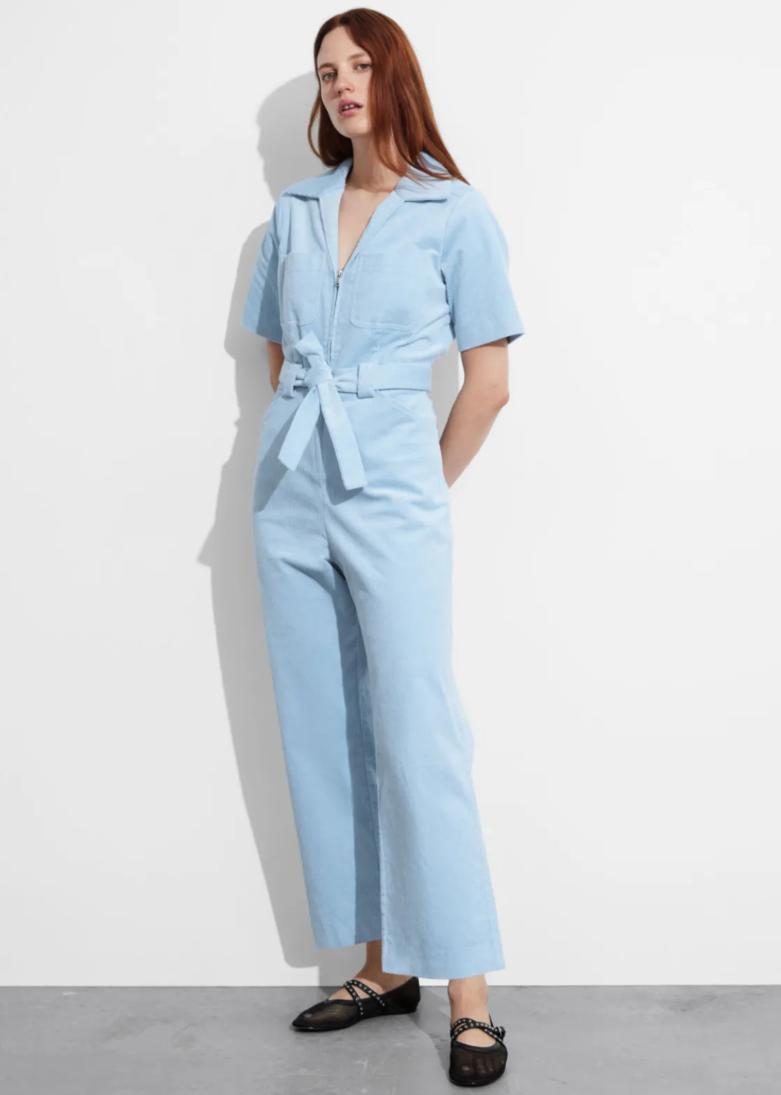 Belted Corduroy Jumpsuit