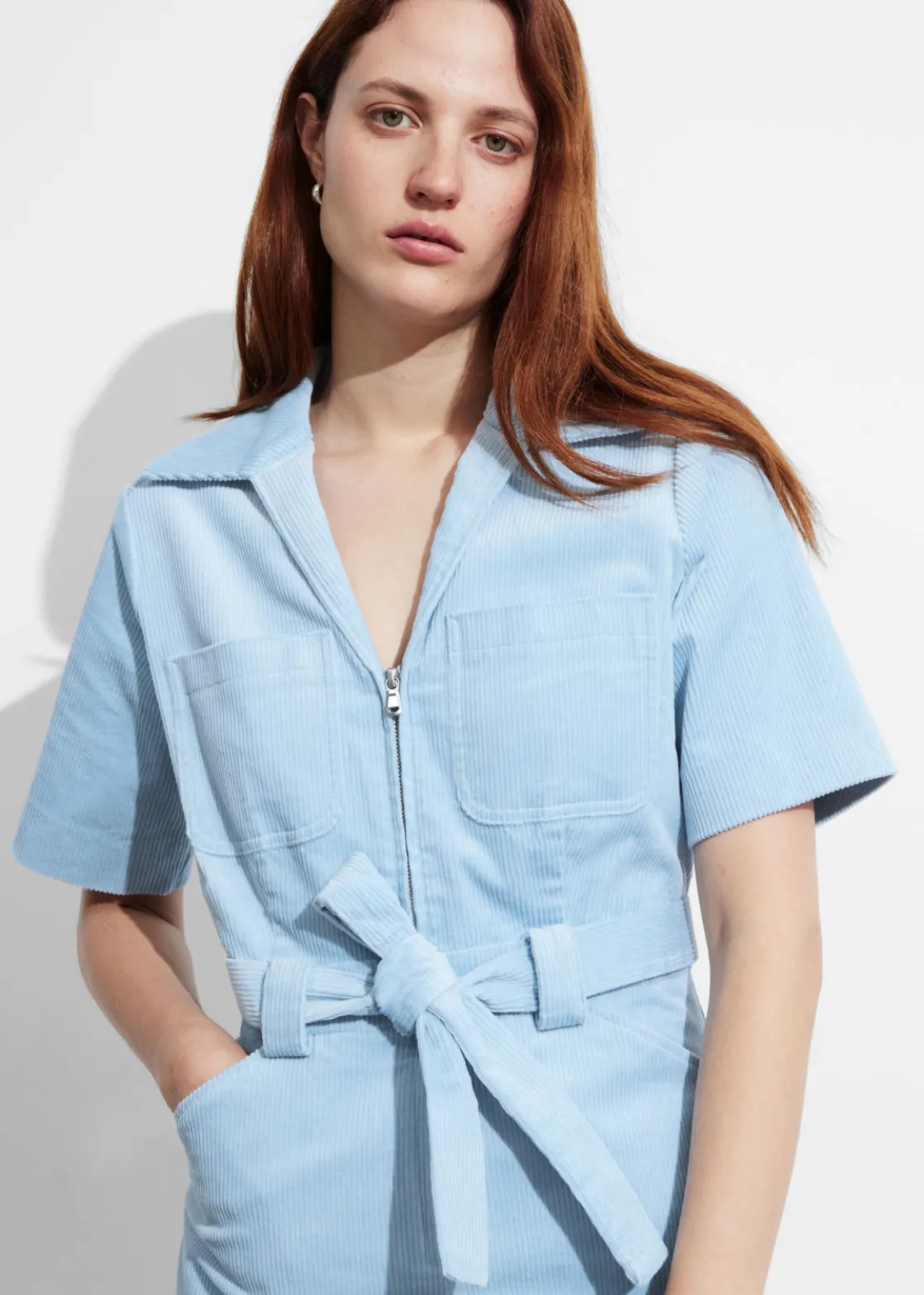 Belted Corduroy Jumpsuit