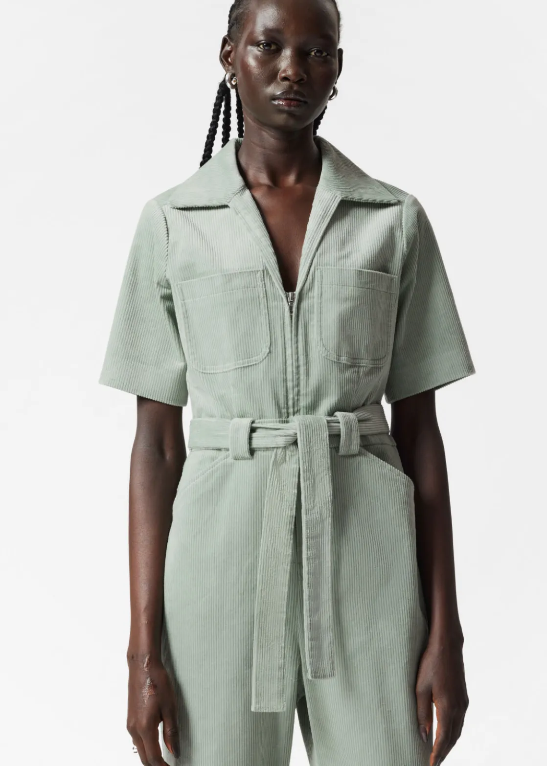 Belted Corduroy Jumpsuit