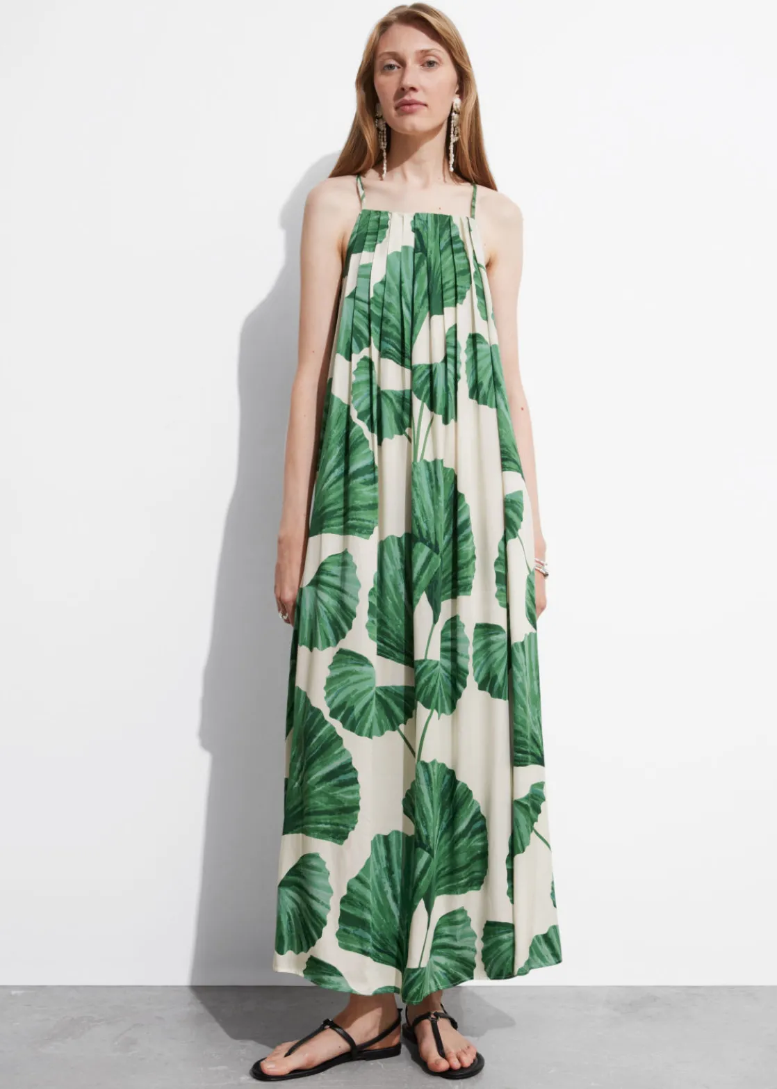 Pleated Halterneck Maxi Dress