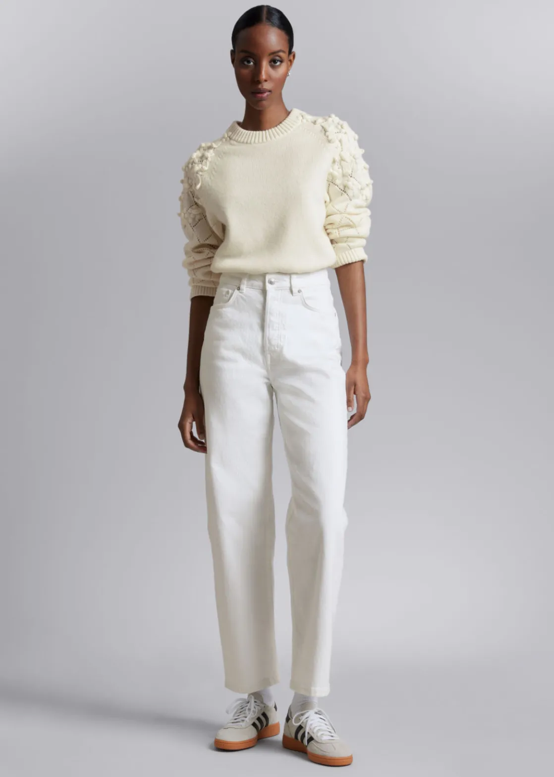 Floral-Appliqué Knit Sweater