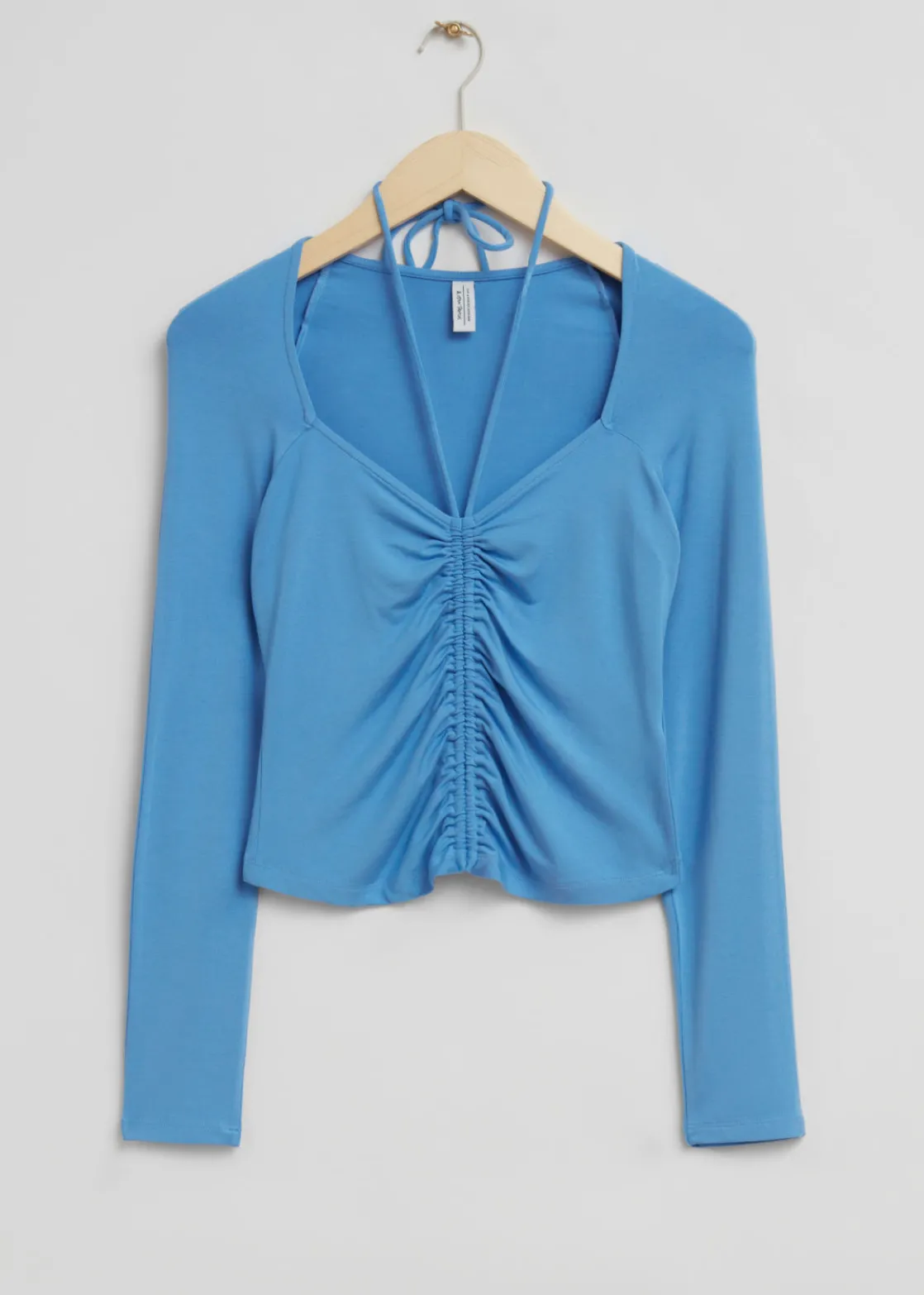 Fitted Drawstring Neck Gathered Top