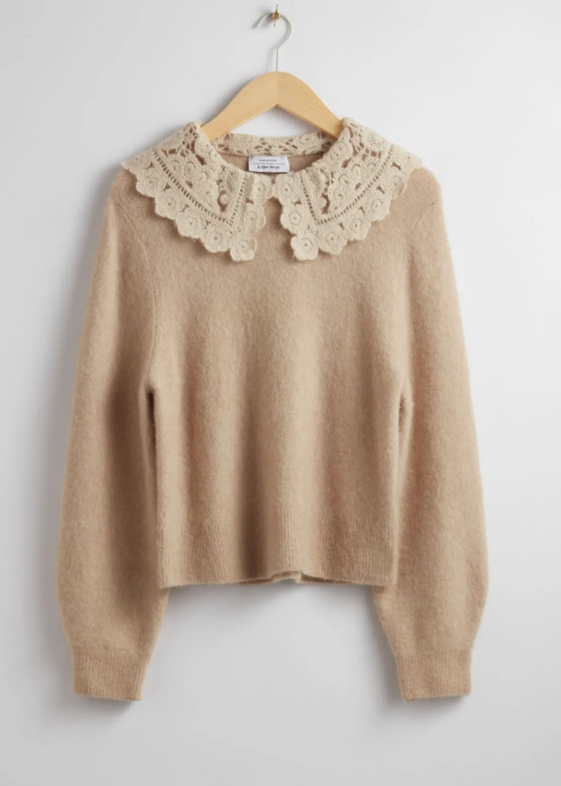 Crochet Collar Knit Sweater