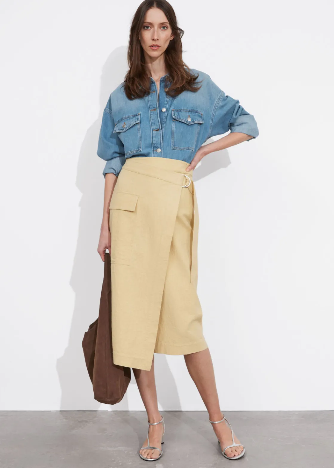 Asymmetric Wrap Midi Skirt