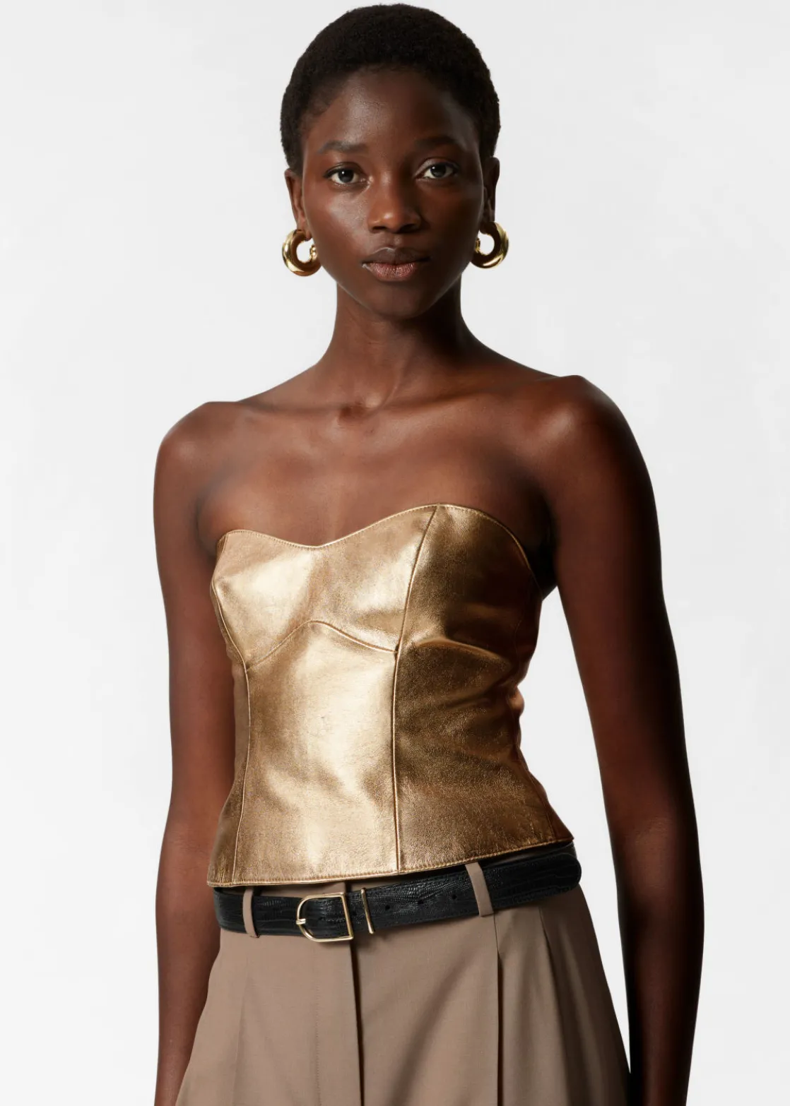 Metallic Leather Bustier