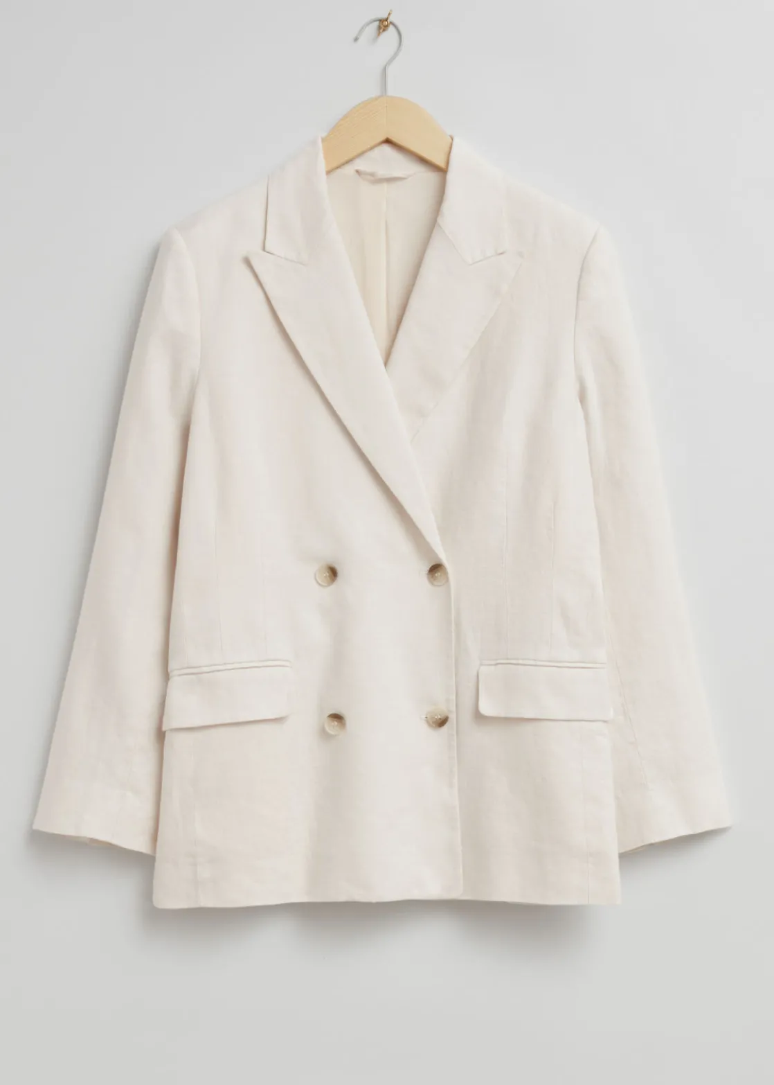 Relaxed Double-Breasted Linen Blazer