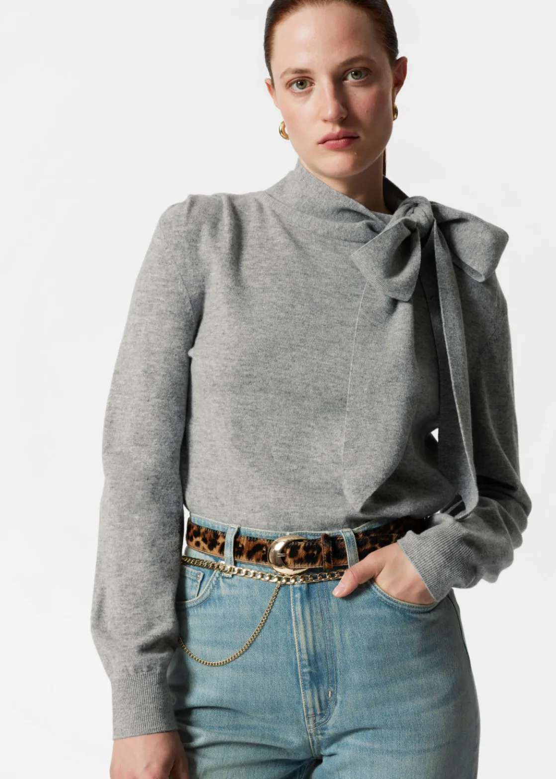 Merino Tie-Neck Sweater