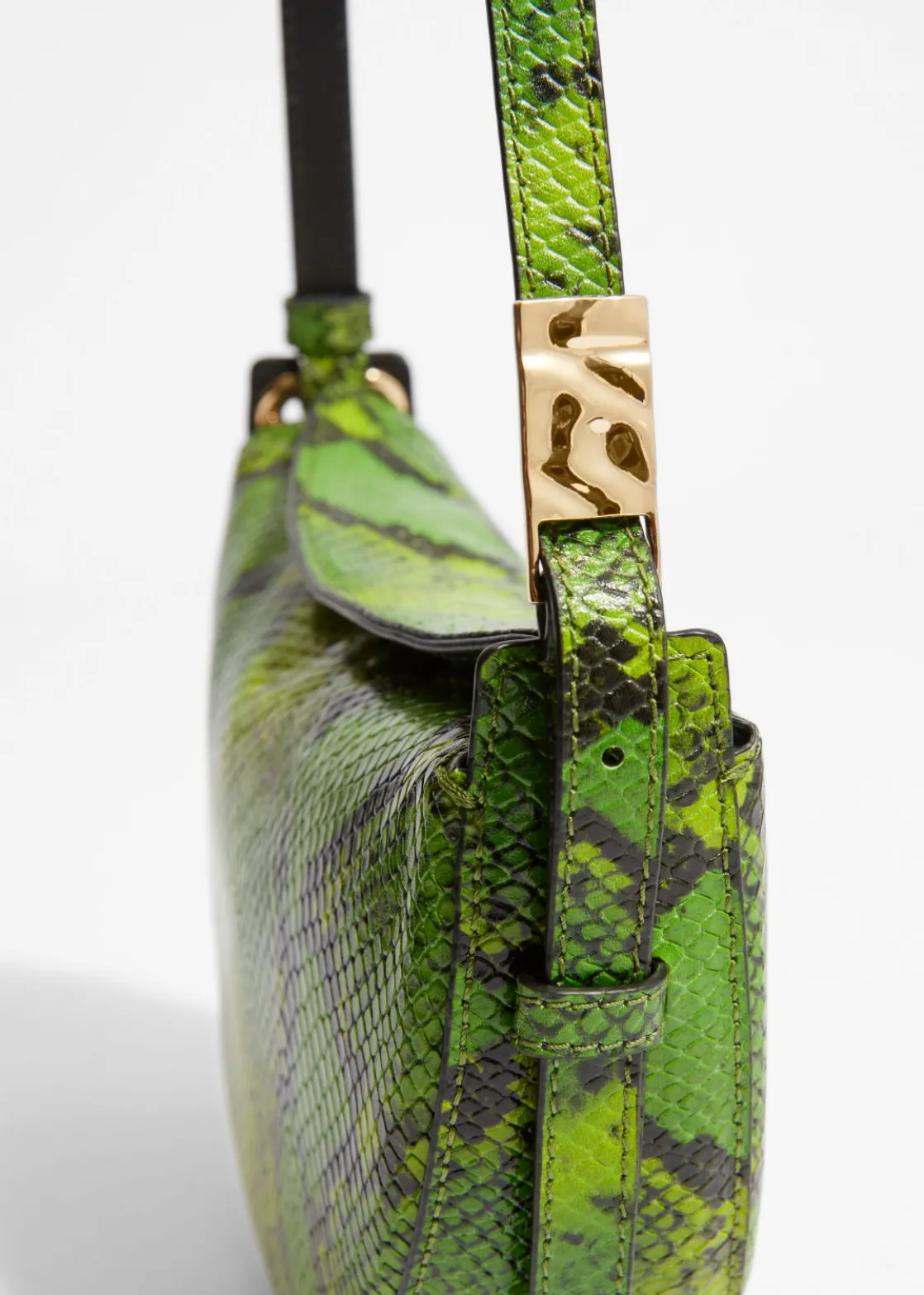 Snake-Embossed Leather Shoulder Bag