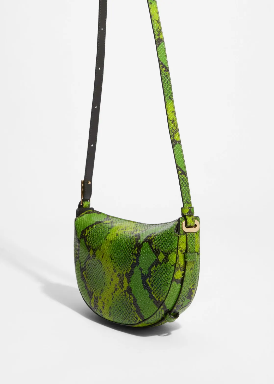 Snake-Embossed Leather Shoulder Bag