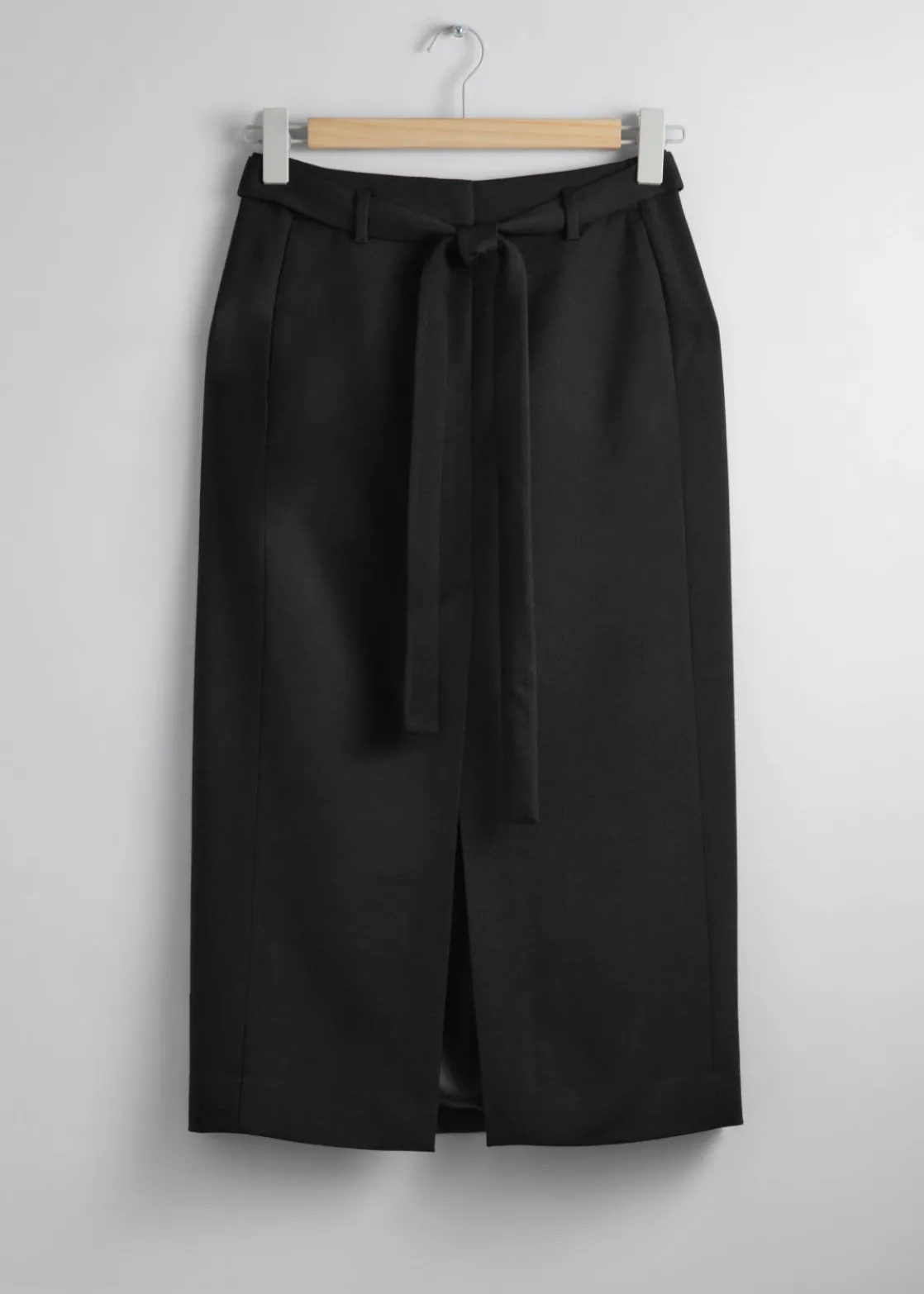Fitted Belted Midi Skirt