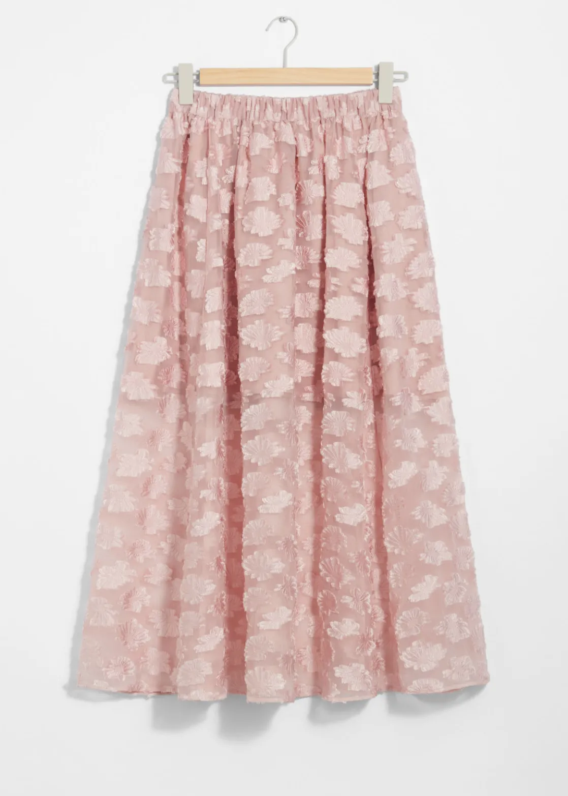 Floral-Appliqué Midi Skirt
