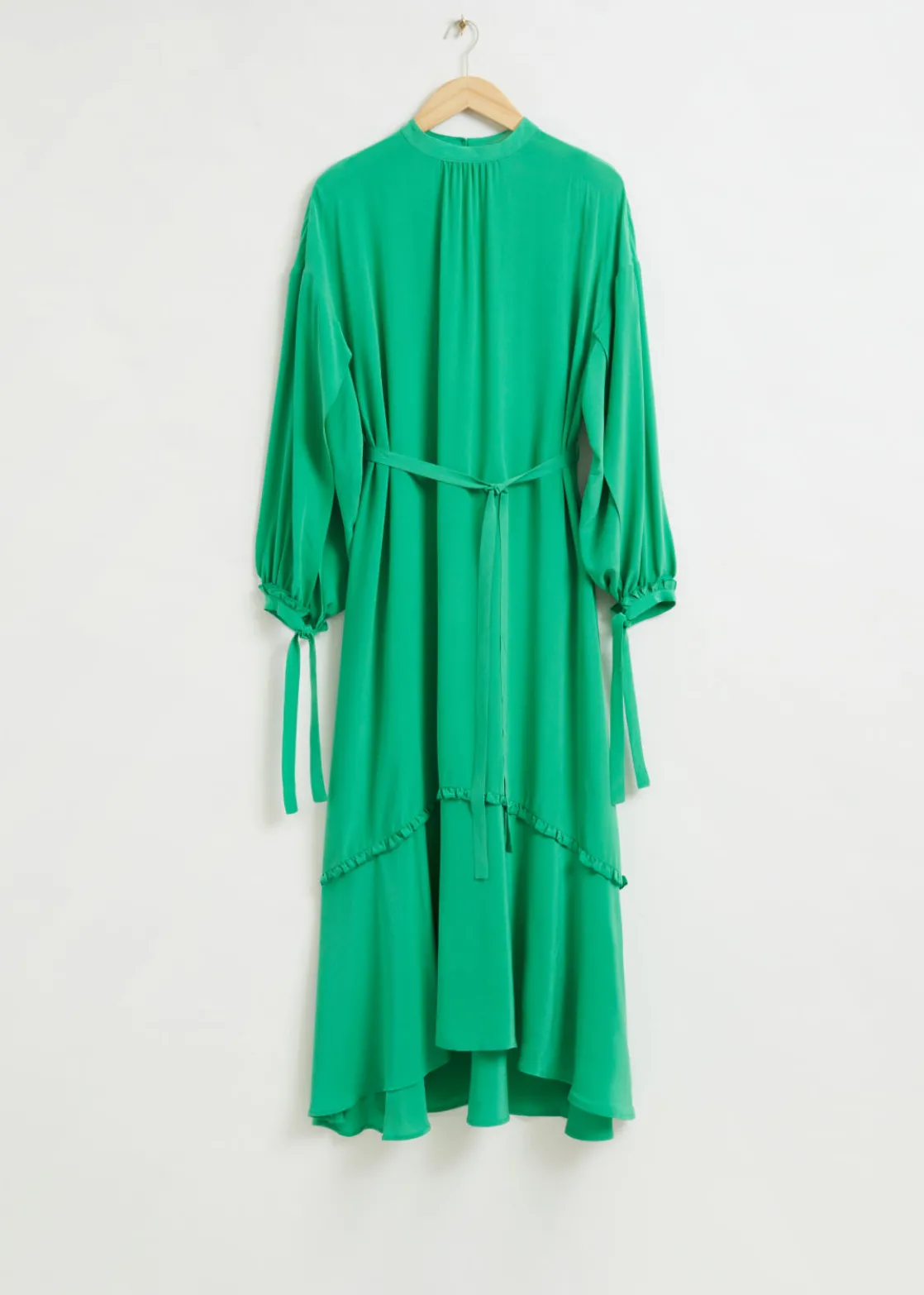 Fluid-Fit Wide Sleeve Silk Dress