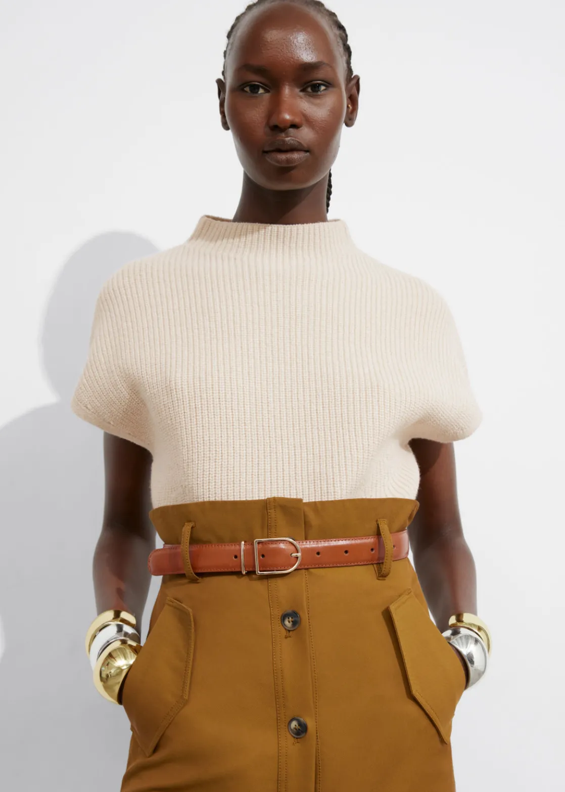 Rib-Knit Mock-Neck Vest