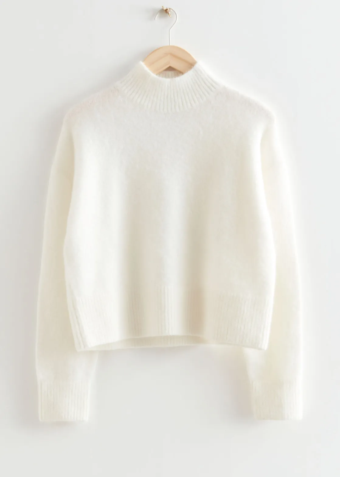 Cropped Mock Neck Knit Sweater
