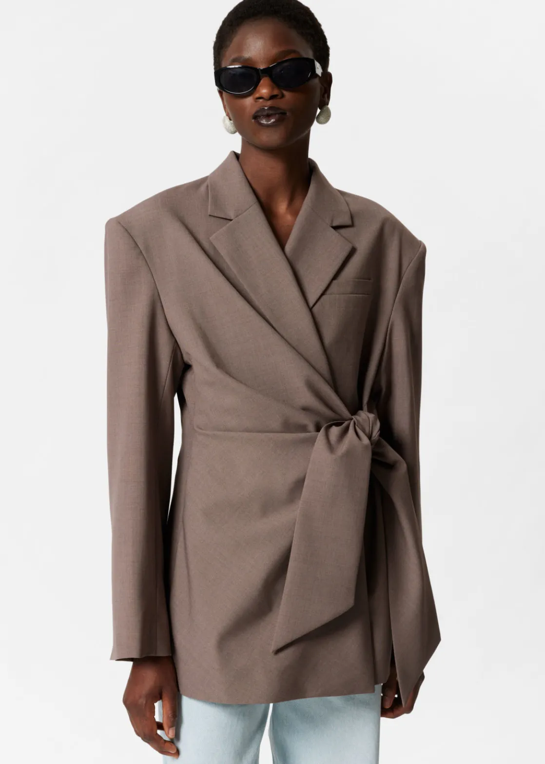 Wool-Blend Wrap Blazer