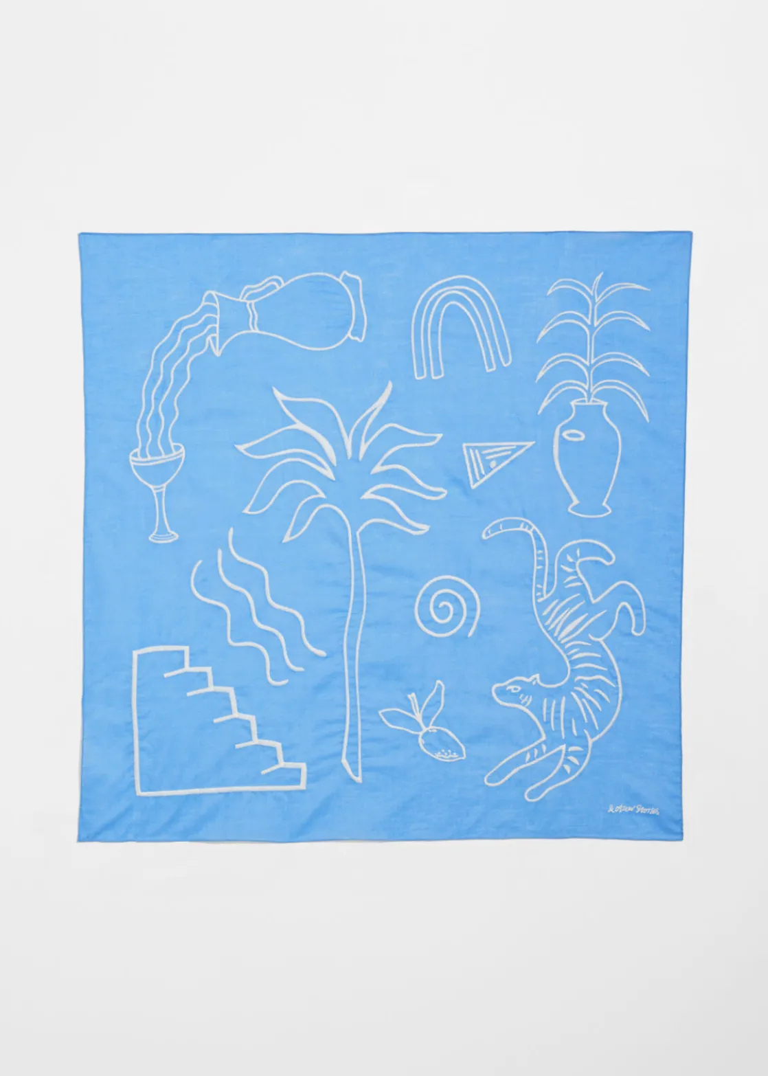 Embroidered Cotton-Voile Scarf