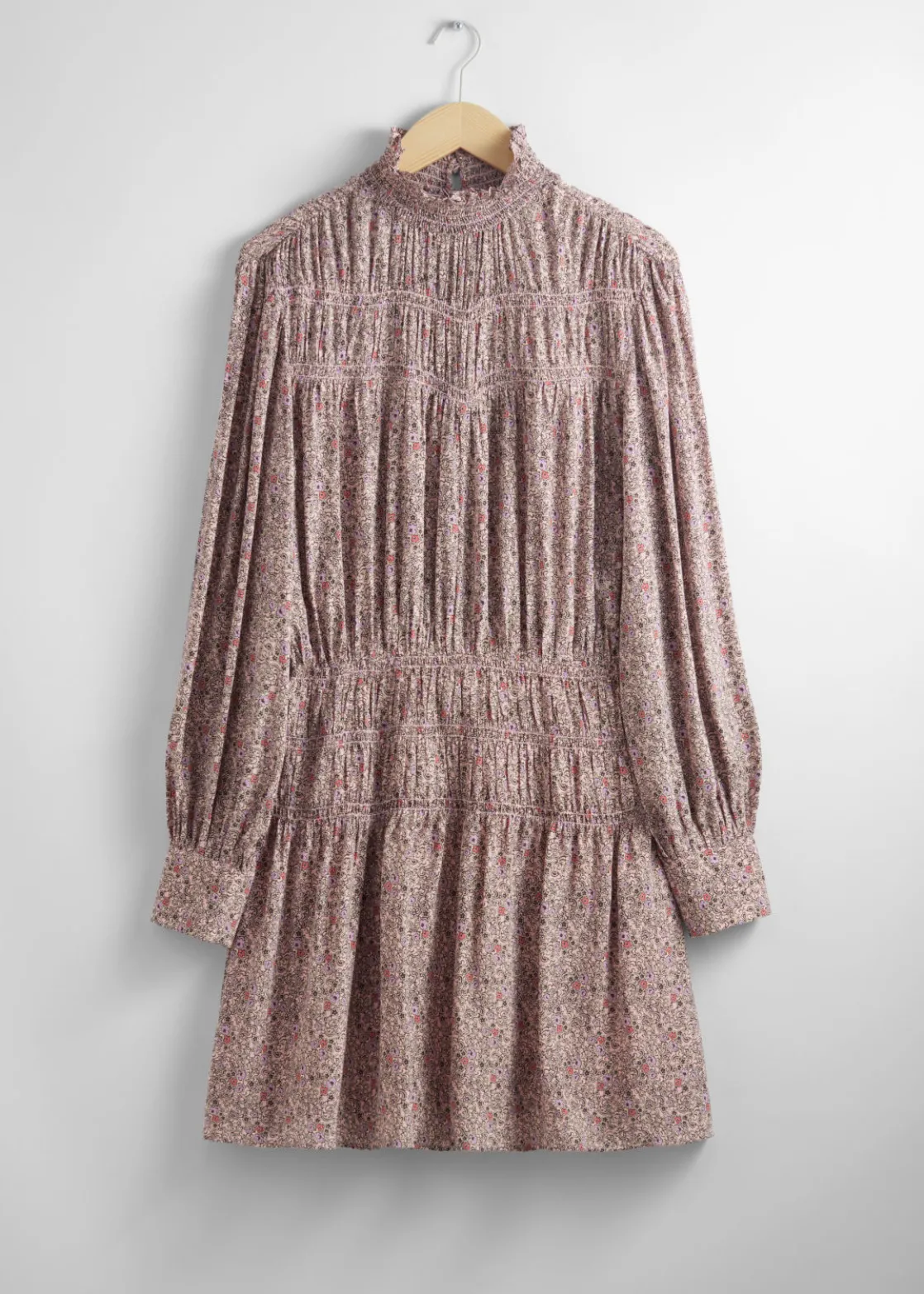 Smocked-Neck Mini Dress