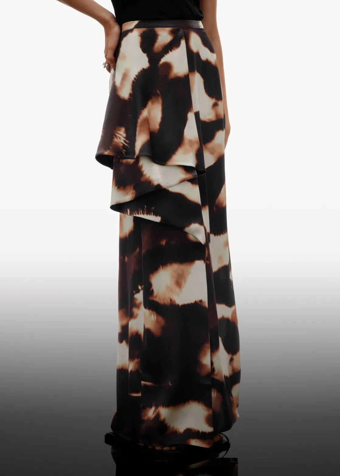 Draped Satin Midi Skirt