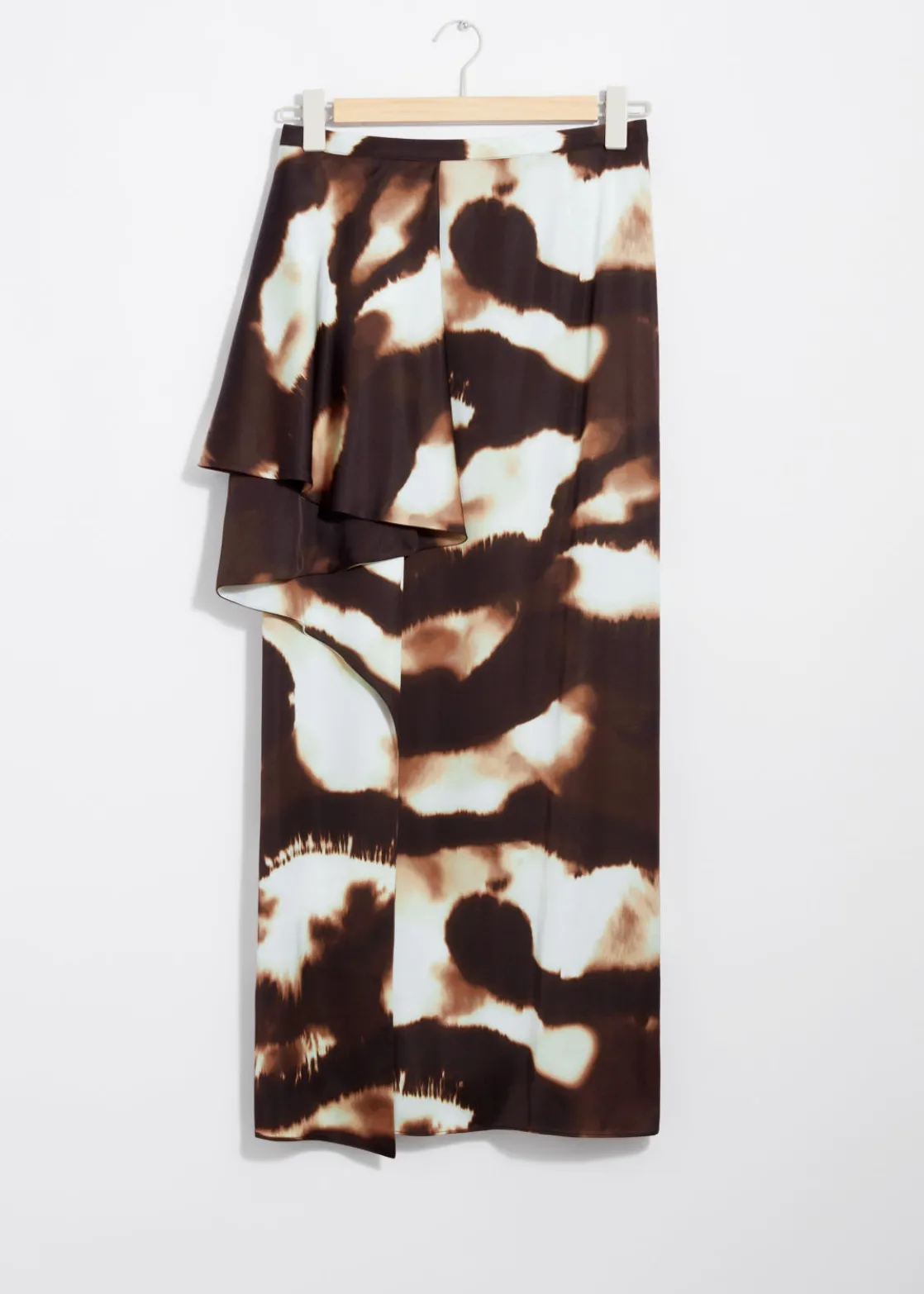 Draped Satin Midi Skirt