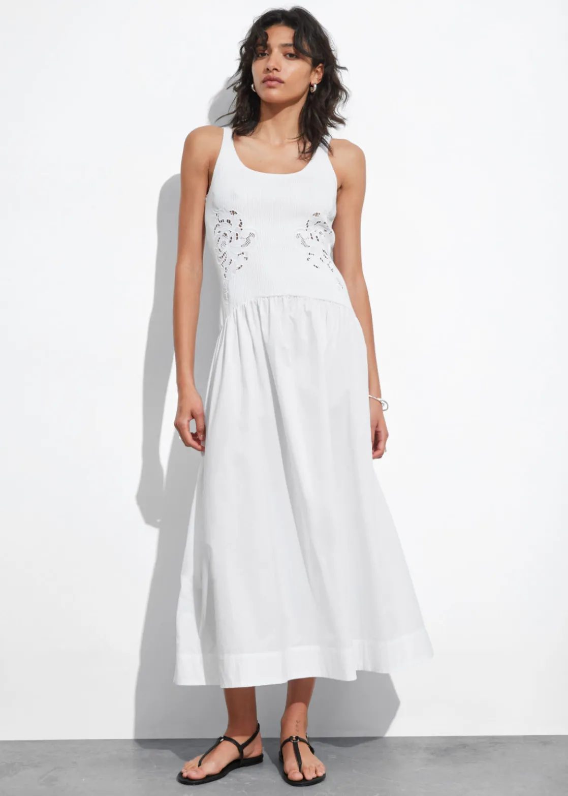 Embroidered Tank Midi Dress