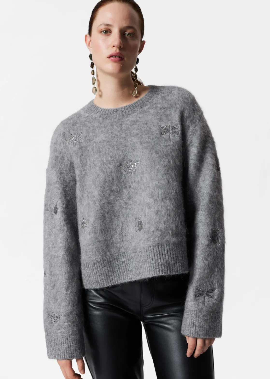 Embroidered Merino-Blend Jumper