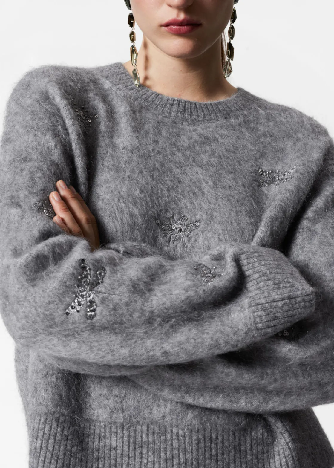 Embroidered Merino-Blend Jumper