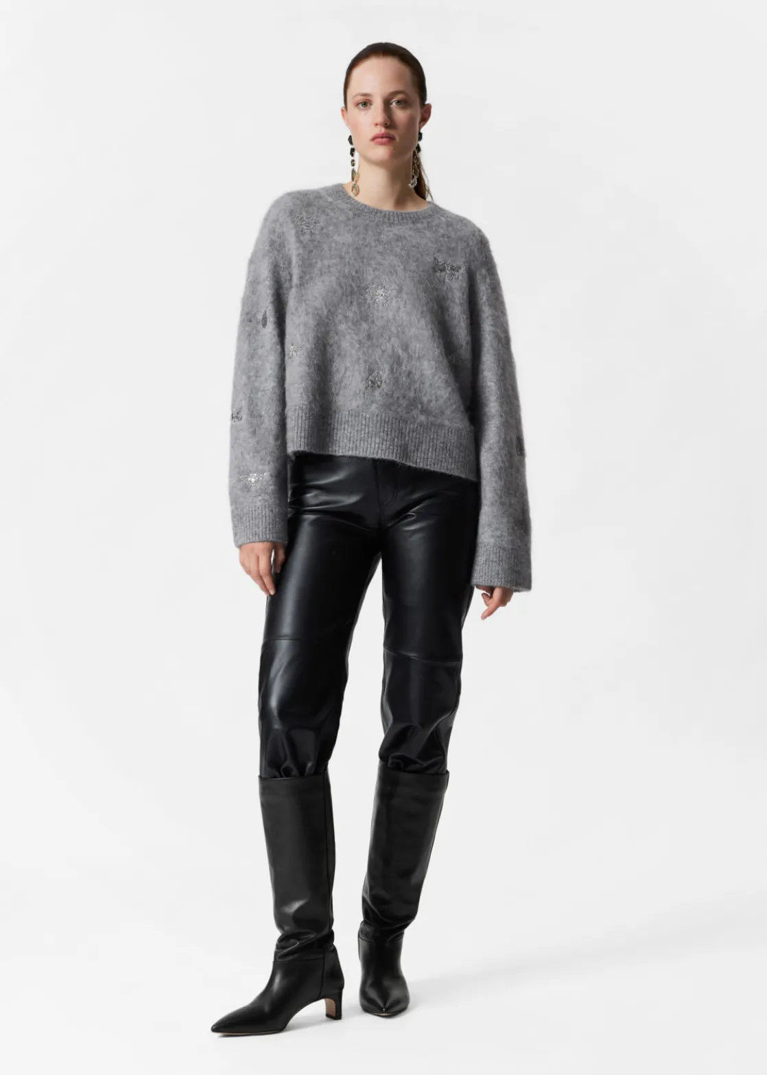 Embroidered Merino-Blend Jumper